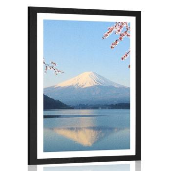 Plakat z passe-partout widok z jeziora na Fuji - 20x30 white