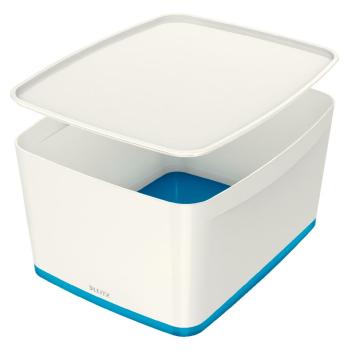 Biało-niebieski pojemnik z pokrywką MyBox – Leitz