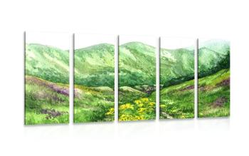 5-częściowy obraz letnia dolina górska - 200x100
