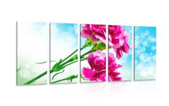 5-częściowy obraz kwiat goździka - 100x50