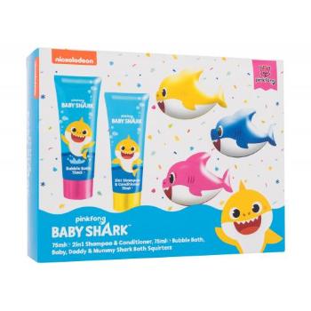 Pinkfong Baby Shark Gift Set zestaw Pianka do kąpieli Baby Shark 75 ml + 2w1 Szampon i odżywka Baby Shark 75 ml + Zabawka do kąpieli 3 szt dla dzieci