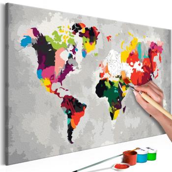Obraz malowanie po numerach mapa świata - World Map: Bright Colours