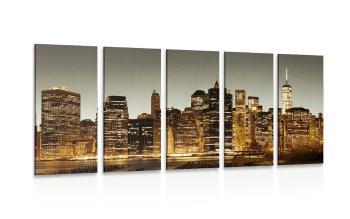5-częściowy obraz centrum Nowego Jorku - 100x50