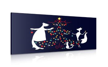 Obraz dekorowania choinka świątecznego - 120x60