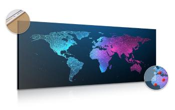 Obraz na korku nocna mapa świata - 100x50  color mix