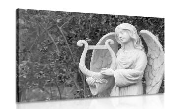 Obraz grający anioł w wersji czarno-białej - 120x80