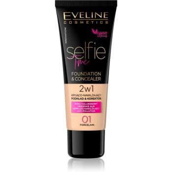 Eveline Cosmetics Selfie Time podkład i korektor 2 w 1 odcień 01 Porcelain 30 ml