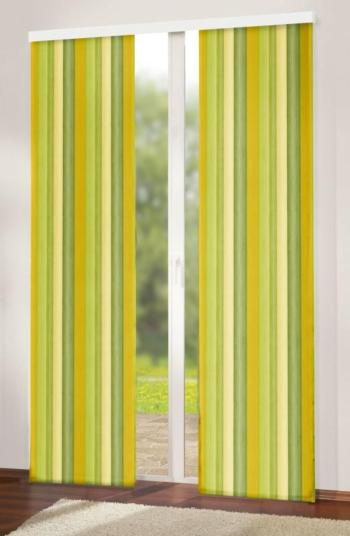 Wyprzedaż zasłony dekoracyjnej z tunelikiem, OXY Tęcza żółto-zielona, 140 x 160 cm
