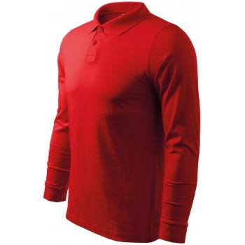 Męska koszulka polo z długim rękawem, czerwony, XL