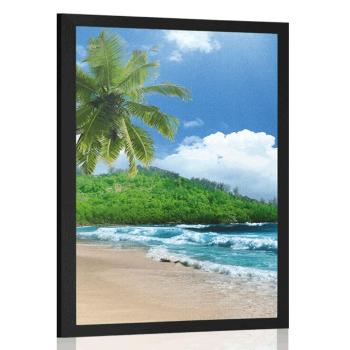 Plakat piękna plaża na wyspie Seszele - 60x90 white