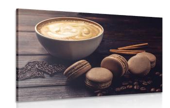 Obraz kawa z czekoladowymi makaronikami - 60x40