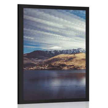 Plakat zachodzące słońce nad jeziorem - 60x90 silver