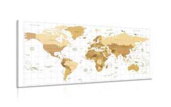 Obraz beżowa mapa świata na jasnym tle