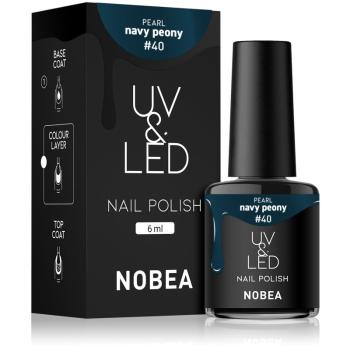 NOBEA UV & LED Nail Polish zelowy lakier do paznokcji z UV / przy użyciu lampy LED błyszczący odcień Navy peon #40 6 ml