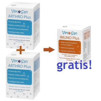 Zestaw 2 x VETOSAN ARTHRO Plus na stawy psów i kotów 60 tabletek + VETOSAN IMUNO Plus Kompleks witaminowy dla psa i kota 60 tabletek GRATIS