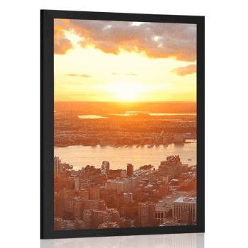 Plakat zachód słońca nad Nowym Jorkiem - 30x45 white
