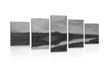 5-częściowy obraz czarno-biały krajobraz - 200x100
