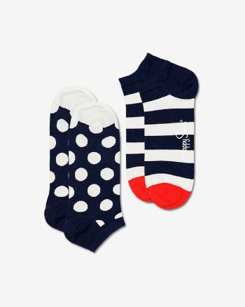 Happy Socks Big Dot Stripe Low 2-pack Skarpetki Niebieski Biały