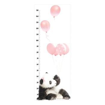 Naklejka ścienna z miarką wysokości Dekornik Pink Panda, 60x160 cm