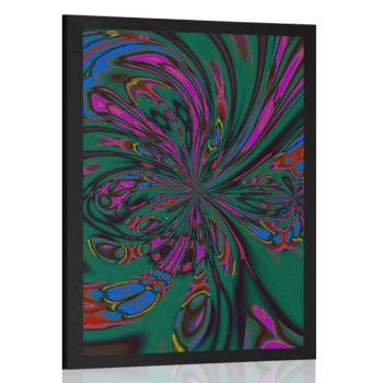 Plakat abstrakcja z dominującym zielonym kolorem - 40x60 black