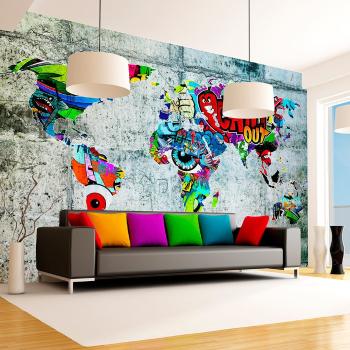 Tapeta samoprzylepna graffiti mapa świata - Mapa