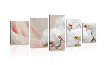 5-częściowy obraz biała orchidea na płótnie - 100x50