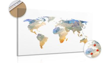Obraz na korku wielokątna mapa świata - 90x60  metallic