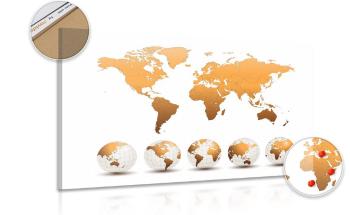 Obraz na korku globusy z mapą świata - 90x60  arrow