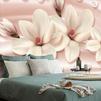 Samoprzylepna tapeta luksusowa magnolia z perłami - 375x250