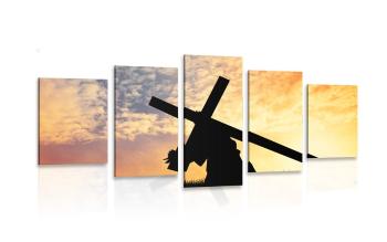 5-częściowy obraz krzyż na plecach - 100x50