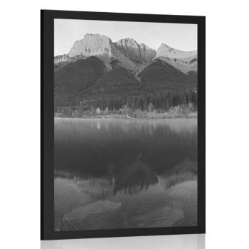 Plakat zachód słońca nad Dolomitami w czerni i bieli - 20x30 black