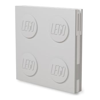Jasnoszary kwadratowy notatnik z długopisem żelowym LEGO®, 15,9x15,9 cm