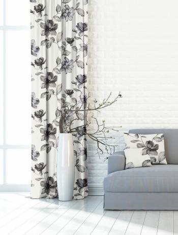 Zasłona lub materiał dekoracyjny, OXY Szara magnolia, szara, 150 cm