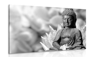 Obraz spokojny Budda w wersji czarno-białej - 120x80