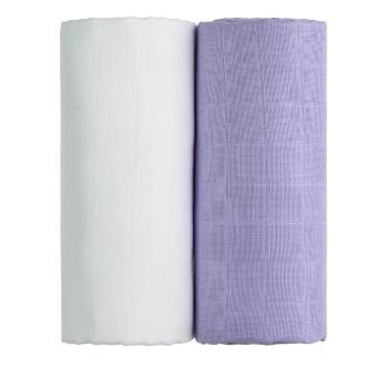 Zestaw 2 bawełnianych ręczników w białym i fioletowym kolorze T-TOMI Tetra, 90x100 cm