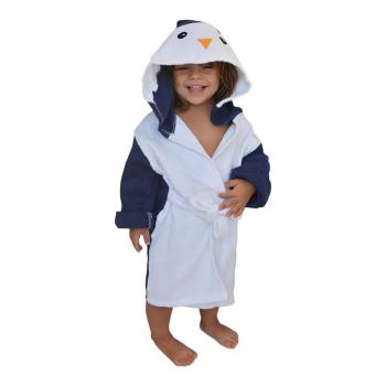 Biało-niebieski bawełniany szlafrok dziecięcy rozmiar M Penguin - Rocket Baby
