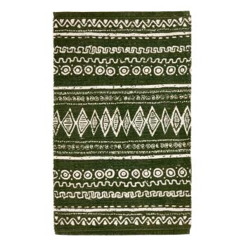 Zielono-biały bawełniany dywan Webtappeti Ethnic, 55 x 180 cm
