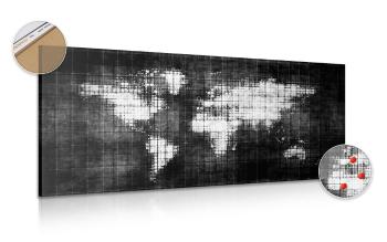 Obraz na korku świat na mapie w wersji czarno-białej - 100x50  color mix