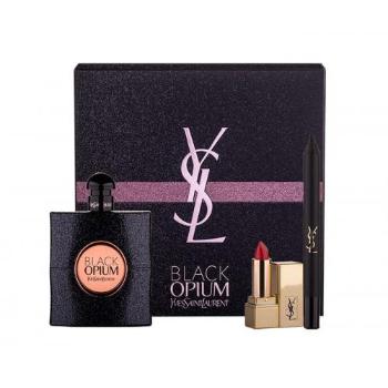 Yves Saint Laurent Black Opium zestaw Edp 90ml + 1,3ml Rouge Pur Couture 1 + 0,8g Eye Pencil Waterproof No.1 dla kobiet