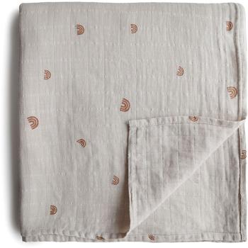 Mushie Muslin Swaddle Blanket Organic Cotton becik Rainbows 120cm x 120cm 1 szt.