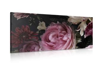Obraz bukiet kwiatów w zbliżeniu - 100x50