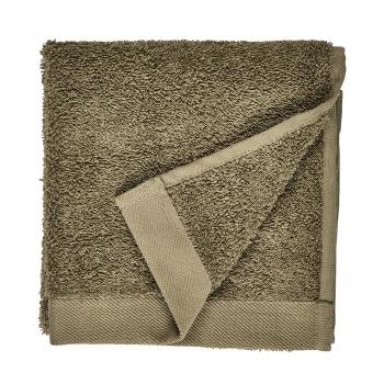 Oliwkowy ręcznik z bawełny frotte Södahl Organic, 60x40 cm