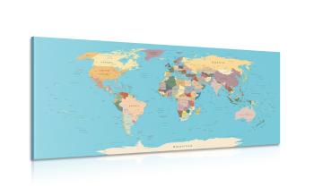 Obraz mapa świata z nazwami - 100x50