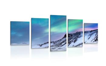 5-częściowy obraz norweska zorza polarna - 200x100