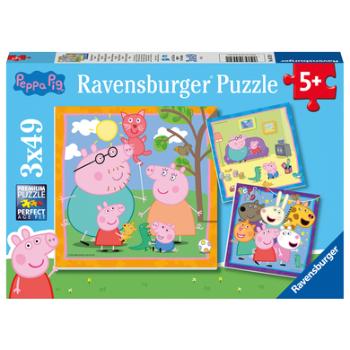 Puzzle 3x49 Rodzina i przyjaciele Peppy - Ravensburger