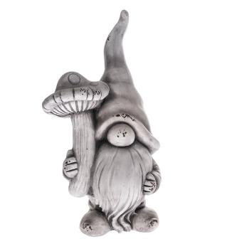 Szara dekoracja Dakls Mushroom Gnome, wys. 44,5 cm