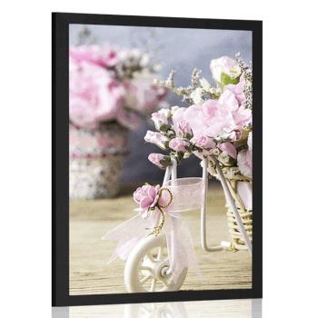 Plakat romantyczny różowy goździk z klasycznym akcentem - 40x60 white