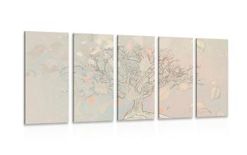 5-częściowy obraz szkic jesienne drzewo - 200x100