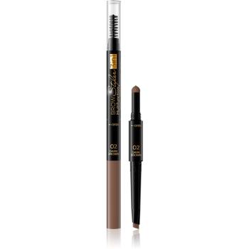 Eveline Cosmetics Brow Styler precyzyjny ołówek do brwi 3 w 1 odcień 02 Dark Brown 1,2 g