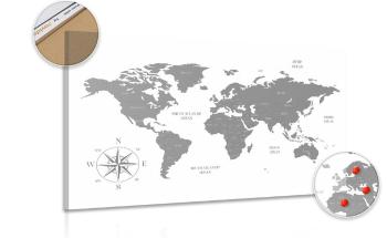 Obraz dyskretna mapa w wersji szarej - 120x80  wooden